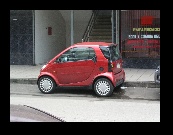 Outside on the street we spied a ''smart car''